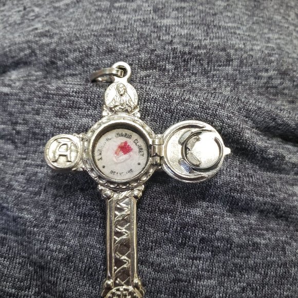 1890s saint anthony 10k crucifix reliquary pendant - Picture 3 of 4